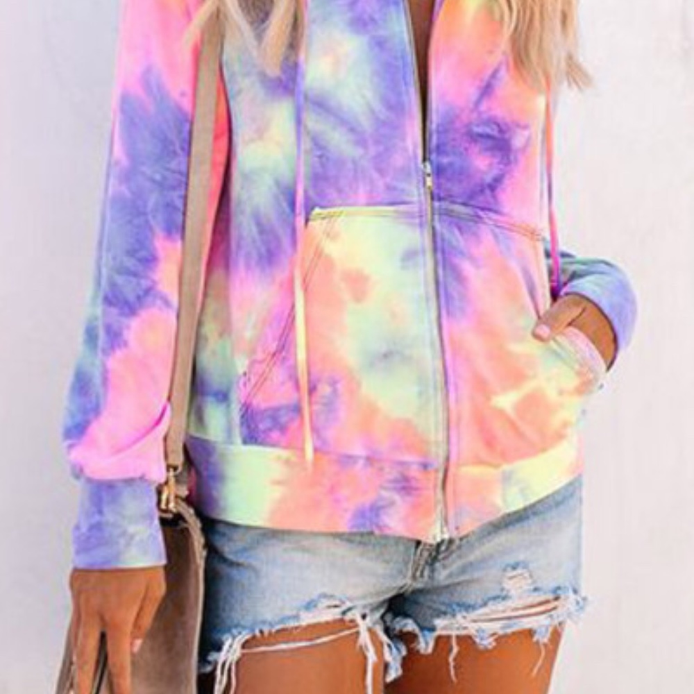 4xHP💝Boutique tie dye zippered hoodie - Picture 5 of 7